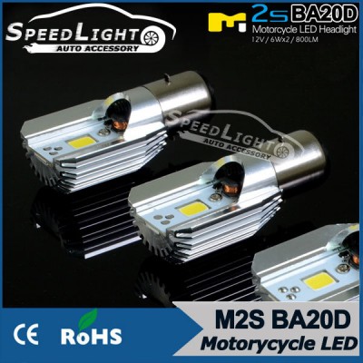 SpeedLight High Brightness 12V 6W 800LM BA20D LED HeadLight For Motorcycle