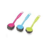 JS-1776 China Wholesale OEM Plastic Multi-function Cleaning Brush pot kitchen stainless steel Wire Brush